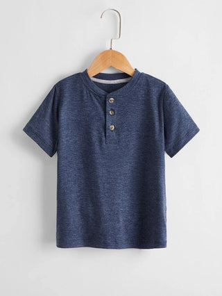 Boys’ Short-Sleeved Half Button Casual Tee - Alexander and Fitz