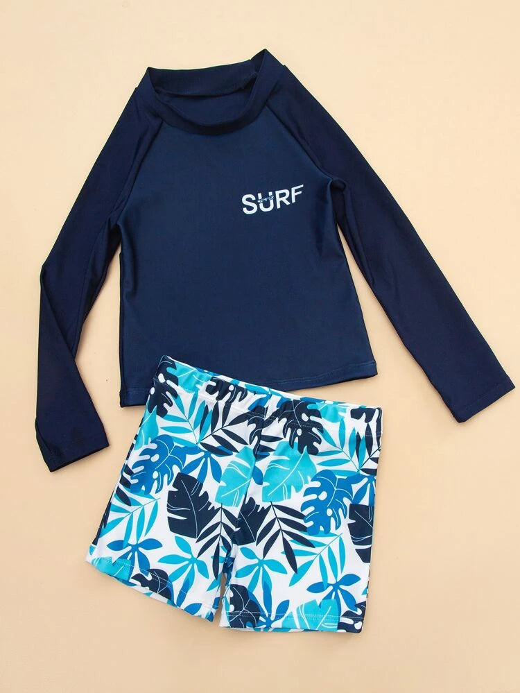 Toddler Boys’ Surf Rashguard Swimsuit in Navy - Alexander and Fitz