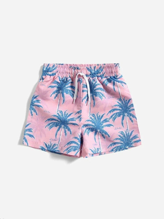 Boys’ Tropical Pink Palm Swim Trunks - Alexander and Fitz