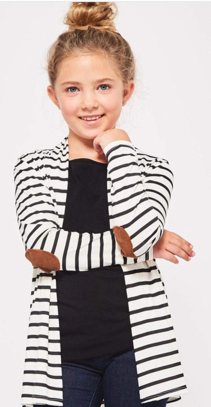 Girls’ Casual Cardi in Cream and Black - Alexander and Fitz