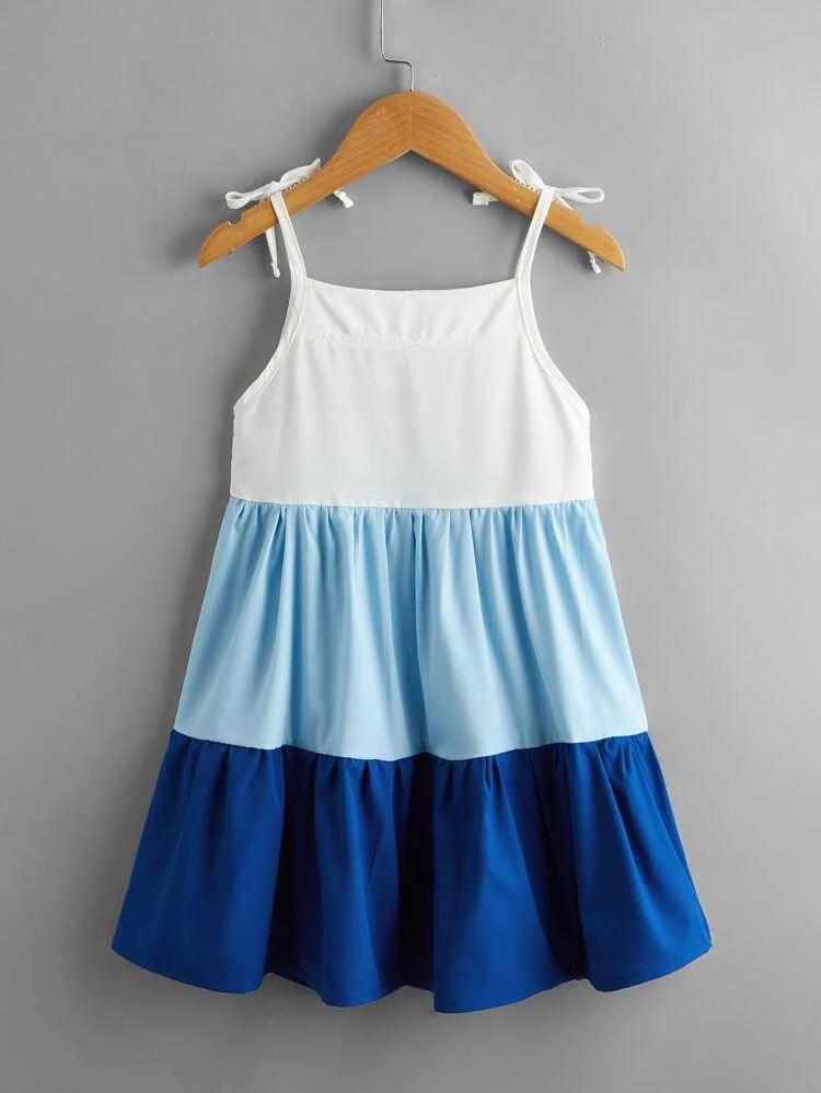 Girls’ Color Block Cami Dress in Blue - Alexander and Fitz