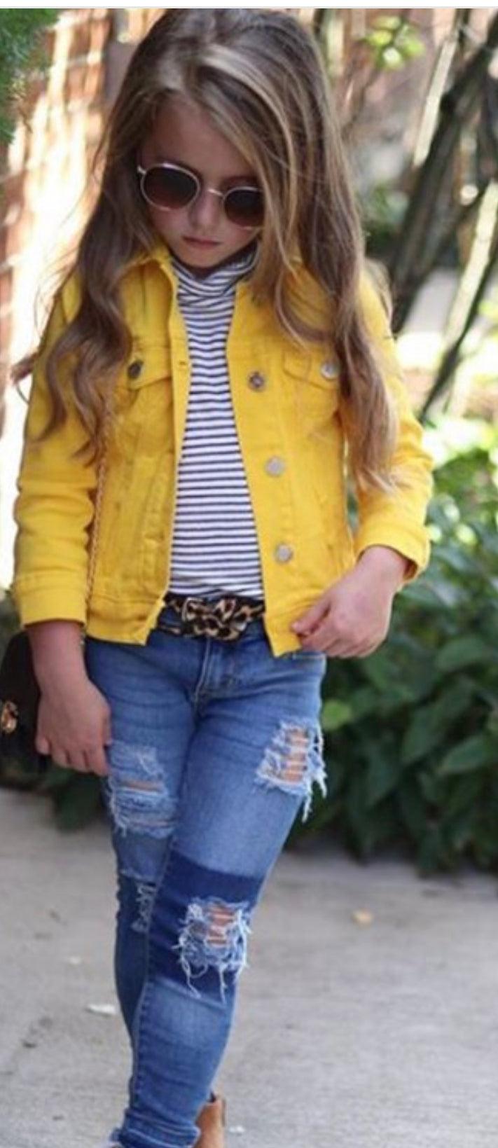 Fashion Go Cutie Patootie Girls’ Yellow Jean Jacket 4/5T