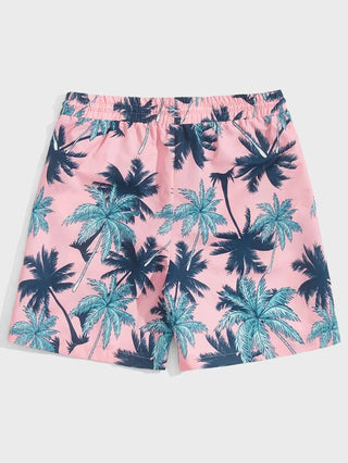 Pink and Blue Palm Swim Trunks - Alexander and Fitz