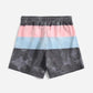 Boys’ Color Block in Pink Swim Trunks - Alexander and Fitz