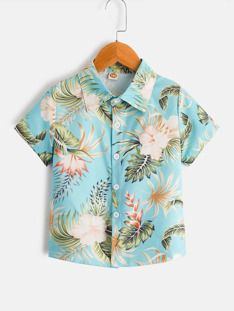 Boys’ Day Blue Tropical Dress Shirt - Alexander and Fitz