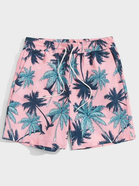 Pink and Blue Palm Swim Trunks - Alexander and Fitz
