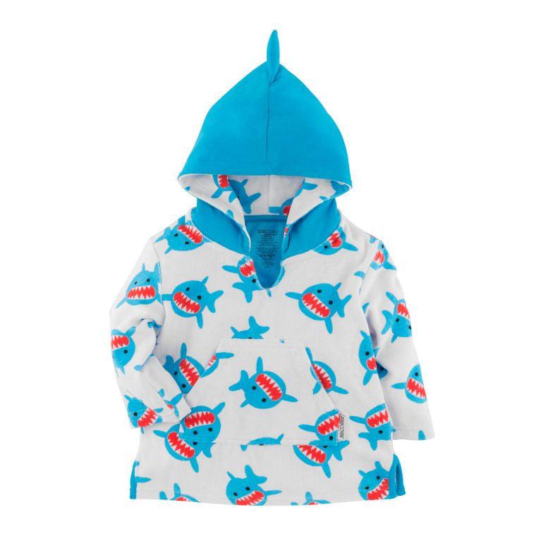 Zoocchini Kids’ Terry Swim Ducky Cover-Up 12-24M / Sharks