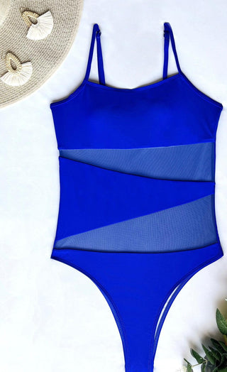 Women’s Blue Mesh One-Piece Swimsuit - Alexander and Fitz